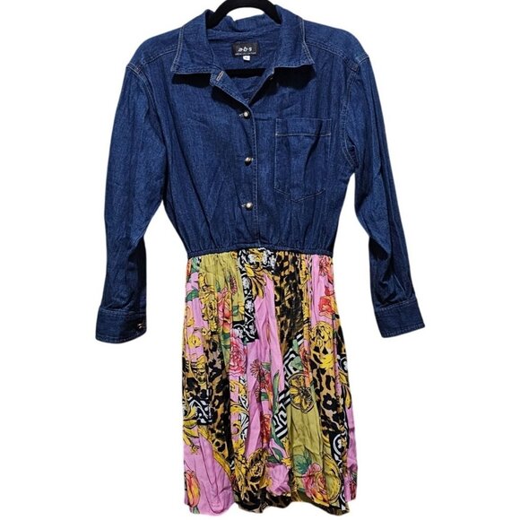A.B.S Denim & Floral Patchwork Women's Dress Size‎ 4 - Picture 1 of 12
